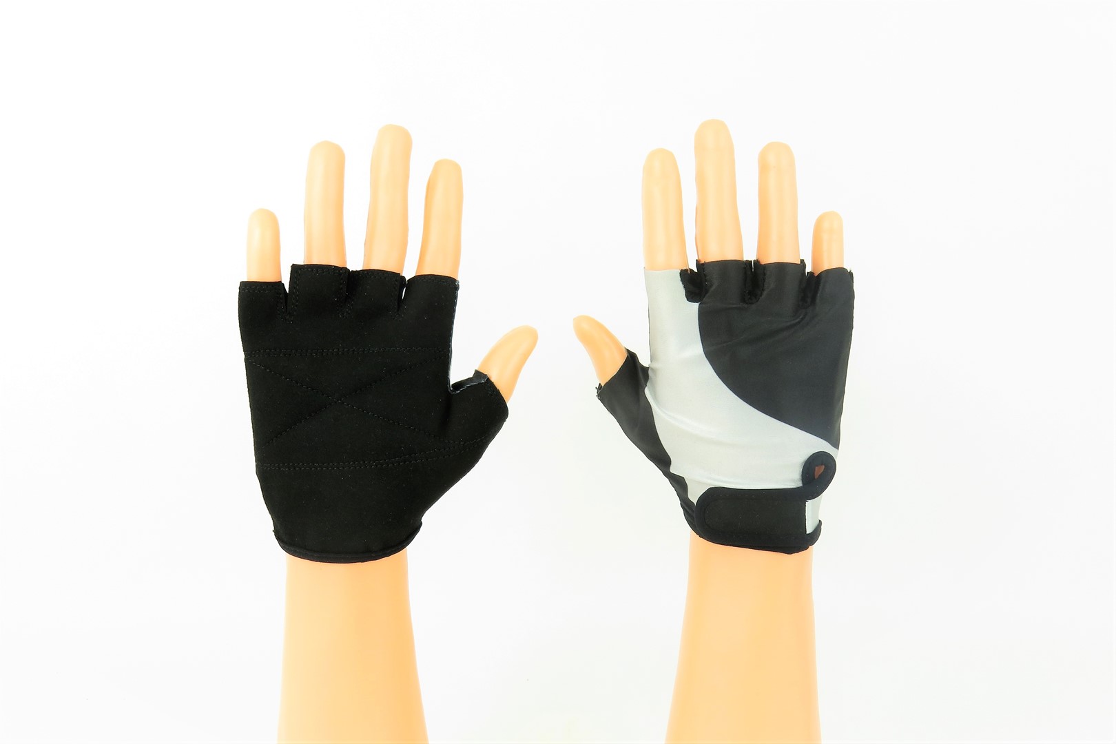 Rękawiczki rowerowe lycra  XS , czarno-srebrne